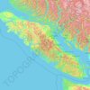 Mapa topográfico Vancouver Island, altitud, relieve