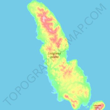 Mapa topográfico Lougheed Island, altitud, relieve