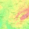 Mapa topográfico Tennessee, altitud, relieve