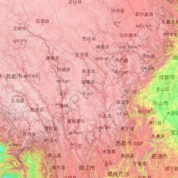 Mapa topográfico 雅砻江, altitud, relieve