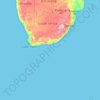 Mapa topográfico Sudáfrica, altitud, relieve