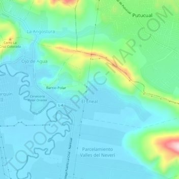 Mapa topográfico El Eneal, altitud, relieve