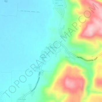 Mapa topográfico San Pedro, altitud, relieve