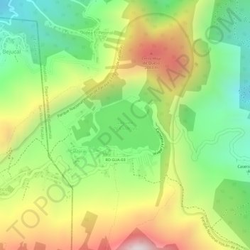Mapa topográfico Laguna de Calderas, altitud, relieve