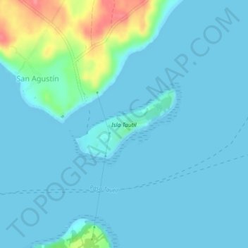Mapa topográfico Isla Tautil, altitud, relieve