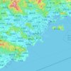 Mapa topográfico Shantou, relieve, altitud