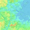 Mapa topográfico Boston, altitud, relieve